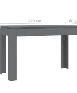 vidaXL Dining Table High Gloss Grey 120x60x76 cm Chipboard