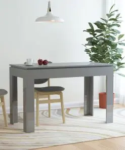 vidaXL Dining Table High Gloss Grey 120x60x76 cm Chipboard