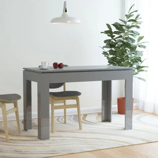 vidaXL Dining Table High Gloss Grey 120x60x76 cm Chipboard