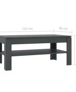 vidaXL Coffee Table Grey 110x60x47 cm Chipboard