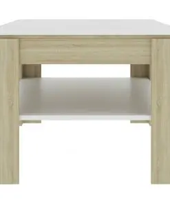 vidaXL Coffee Table White and Sonoma Oak 110x60x47 cm Chipboard