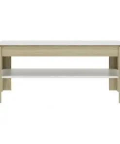 vidaXL Coffee Table White and Sonoma Oak 110x60x47 cm Chipboard