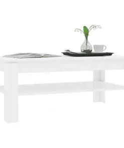 vidaXL Coffee Table High Gloss White 110x60x47 cm Chipboard