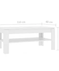 vidaXL Coffee Table High Gloss White 110x60x47 cm Chipboard