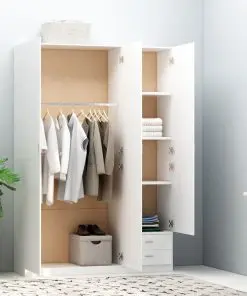 vidaXL 3-Door Wardrobe White 120x50x180 cm Chipboard