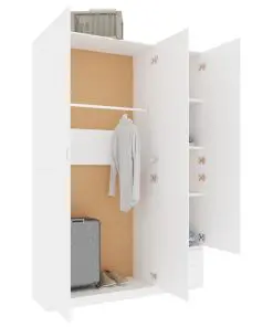 vidaXL 3-Door Wardrobe White 120x50x180 cm Chipboard