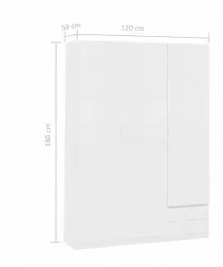 vidaXL 3-Door Wardrobe White 120x50x180 cm Chipboard