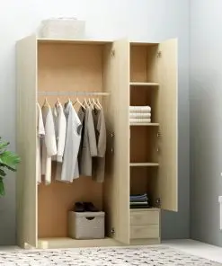vidaXL 3-Door Wardrobe Sonoma Oak 120x50x180 cm Chipboard