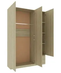vidaXL 3-Door Wardrobe Sonoma Oak 120x50x180 cm Chipboard