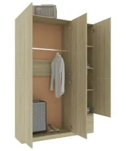 vidaXL 3-Door Wardrobe Sonoma Oak 120x50x180 cm Chipboard