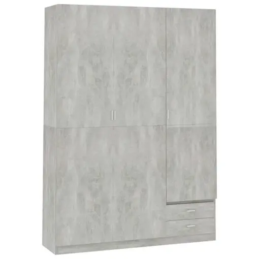 vidaXL 3-Door Wardrobe Concrete Grey 120x50x180 cm Chipboard