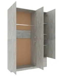 vidaXL 3-Door Wardrobe Concrete Grey 120x50x180 cm Chipboard