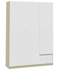 vidaXL 3-Door Wardrobe White and Sonoma Oak 120x50x180 cm Chipboard