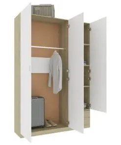 vidaXL 3-Door Wardrobe White and Sonoma Oak 120x50x180 cm Chipboard