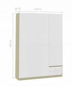 vidaXL 3-Door Wardrobe White and Sonoma Oak 120x50x180 cm Chipboard