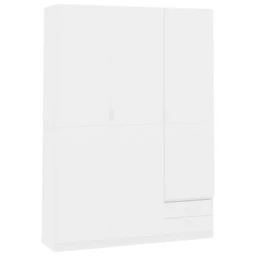 vidaXL 3-Door Wardrobe High Gloss White 120x50x180 cm Chipboard