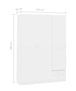 vidaXL 3-Door Wardrobe High Gloss White 120x50x180 cm Chipboard