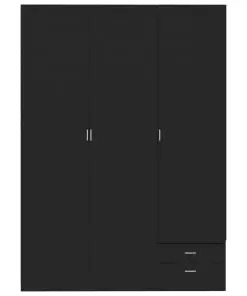 vidaXL 3-Door Wardrobe High Gloss Black 120x50x180 cm Chipboard