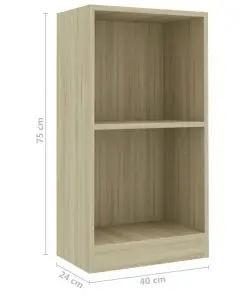 vidaXL Bookshelf Sonoma Oak 40x24x75 cm Chipboard