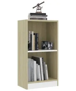 vidaXL Bookshelf White and Sonoma Oak 40x24x75 cm Chipboard
