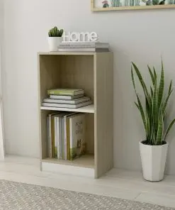 vidaXL Bookshelf White and Sonoma Oak 40x24x75 cm Chipboard
