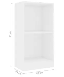 vidaXL Bookshelf High Gloss White 40x24x75 cm Chipboard