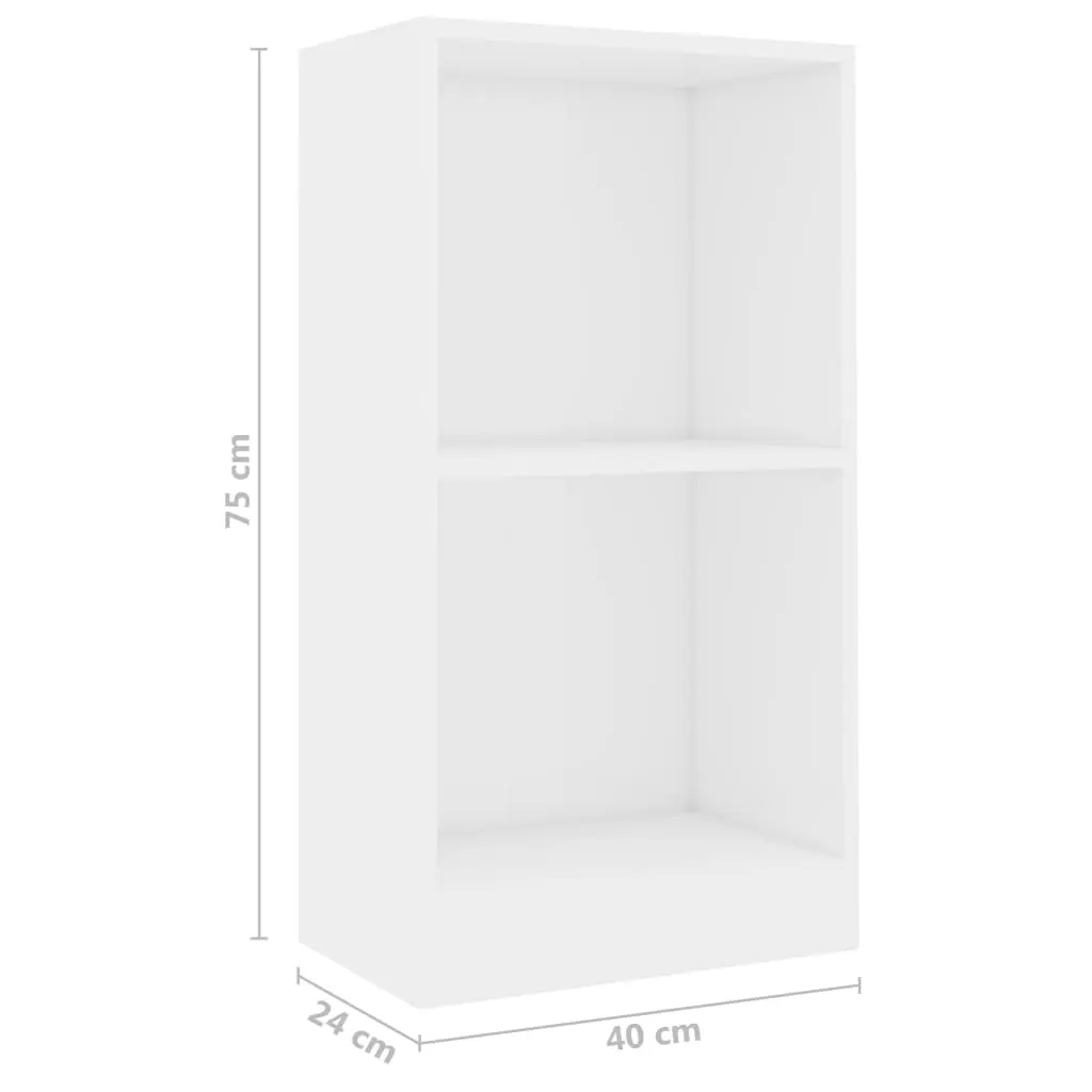 vidaXL Bookshelf High Gloss White 40x24x75 cm Chipboard