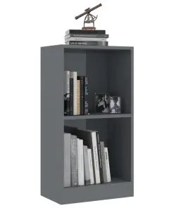 vidaXL Bookshelf High Gloss Grey 40x24x75 cm Chipboard