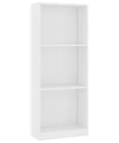 vidaXL 3-Tier Book Cabinet White 40x24x108 cm Chipboard