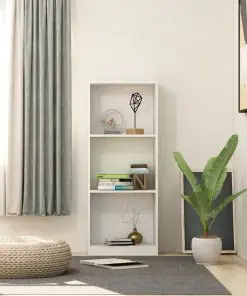 vidaXL 3-Tier Book Cabinet White 40x24x108 cm Chipboard