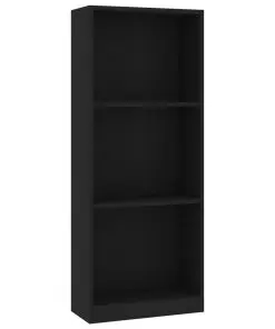 vidaXL 3-Tier Book Cabinet Black 40x24x108 cm Chipboard