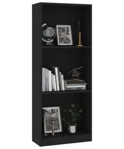 vidaXL 3-Tier Book Cabinet Black 40x24x108 cm Chipboard