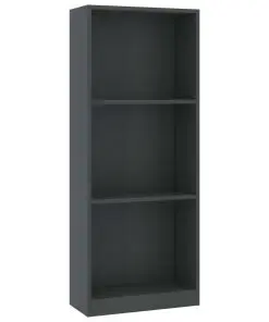 vidaXL 3-Tier Book Cabinet Grey 40x24x108 cm Chipboard