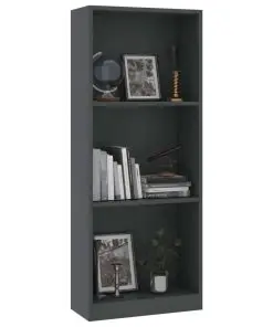 vidaXL 3-Tier Book Cabinet Grey 40x24x108 cm Chipboard