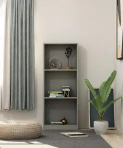 vidaXL 3-Tier Book Cabinet Grey 40x24x108 cm Chipboard