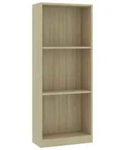 vidaXL 3-Tier Book Cabinet Sonoma Oak 40x24x108 cm Chipboard