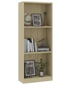 vidaXL 3-Tier Book Cabinet Sonoma Oak 40x24x108 cm Chipboard