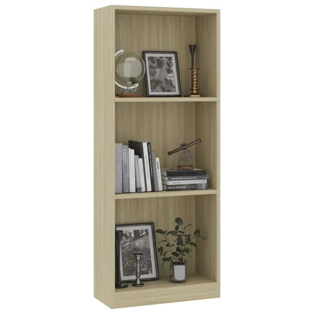 vidaXL 3-Tier Book Cabinet Sonoma Oak 40x24x108 cm Chipboard
