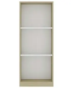 vidaXL 3-Tier Book Cabinet White and Sonoma Oak 40x24x108 cm Chipboard