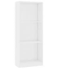 vidaXL 3-Tier Book Cabinet High Gloss White 40x24x108 cm Chipboard
