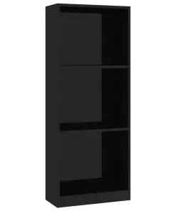 vidaXL 3-Tier Book Cabinet High Gloss Black 40x24x108 cm Chipboard