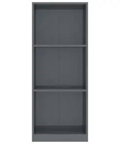 vidaXL 3-Tier Book Cabinet High Gloss Grey 40x24x108 cm Chipboard