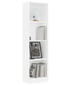 vidaXL 4-Tier Book Cabinet White 40x24x142 cm Chipboard
