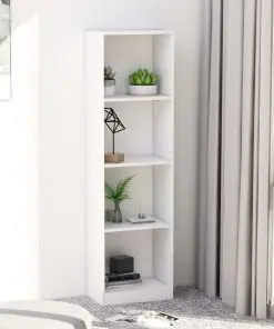 vidaXL 4-Tier Book Cabinet White 40x24x142 cm Chipboard