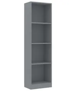 vidaXL 4-Tier Book Cabinet Grey 40x24x142 cm Chipboard