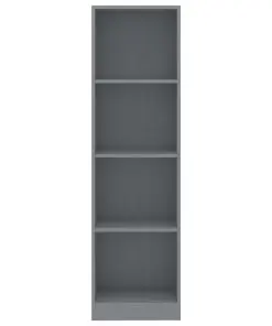 vidaXL 4-Tier Book Cabinet Grey 40x24x142 cm Chipboard