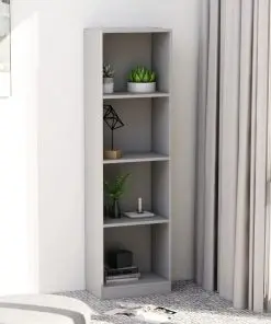 vidaXL 4-Tier Book Cabinet Grey 40x24x142 cm Chipboard