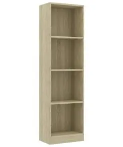 vidaXL 4-Tier Book Cabinet Sonoma Oak 40x24x142 cm Chipboard
