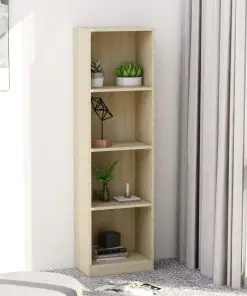 vidaXL 4-Tier Book Cabinet Sonoma Oak 40x24x142 cm Chipboard