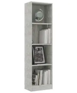 vidaXL 4-Tier Book Cabinet Concrete Grey 40x24x142 cm Chipboard